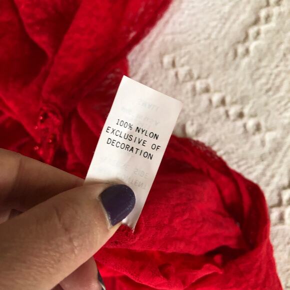 VTG Adonna Lace & Satin Nightgown Slip Dress S Red Long USA Lingerie Romantic - Picture 9 of 13